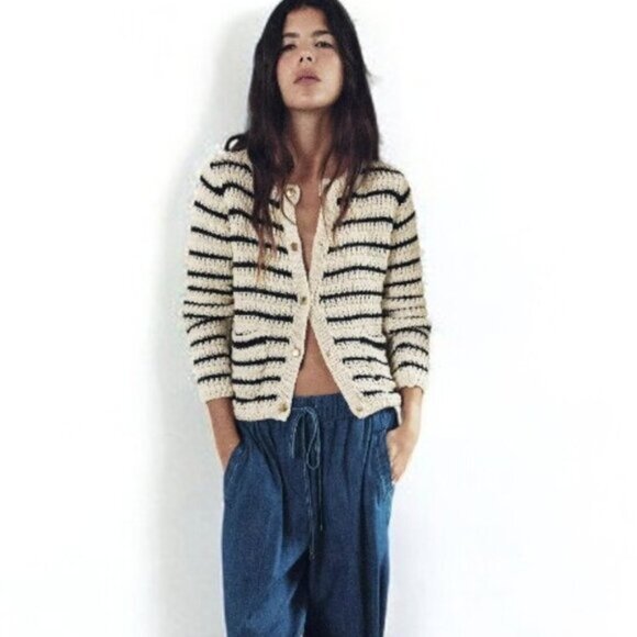 Zara Sweaters - NWOT Zara Women's Striped Knit Cardigan